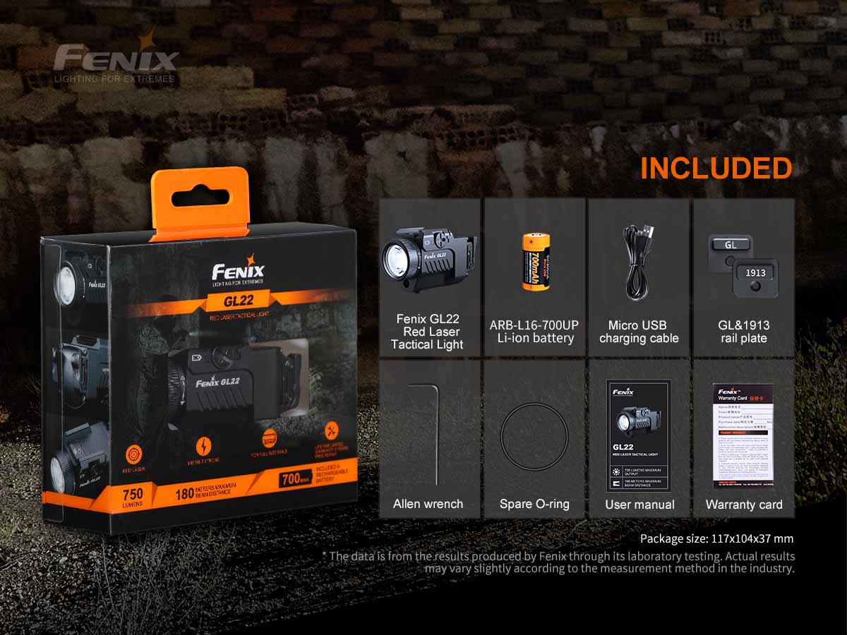 Fenix GL22 Tactical Weapon Light with Red Laser Sight - Image 16